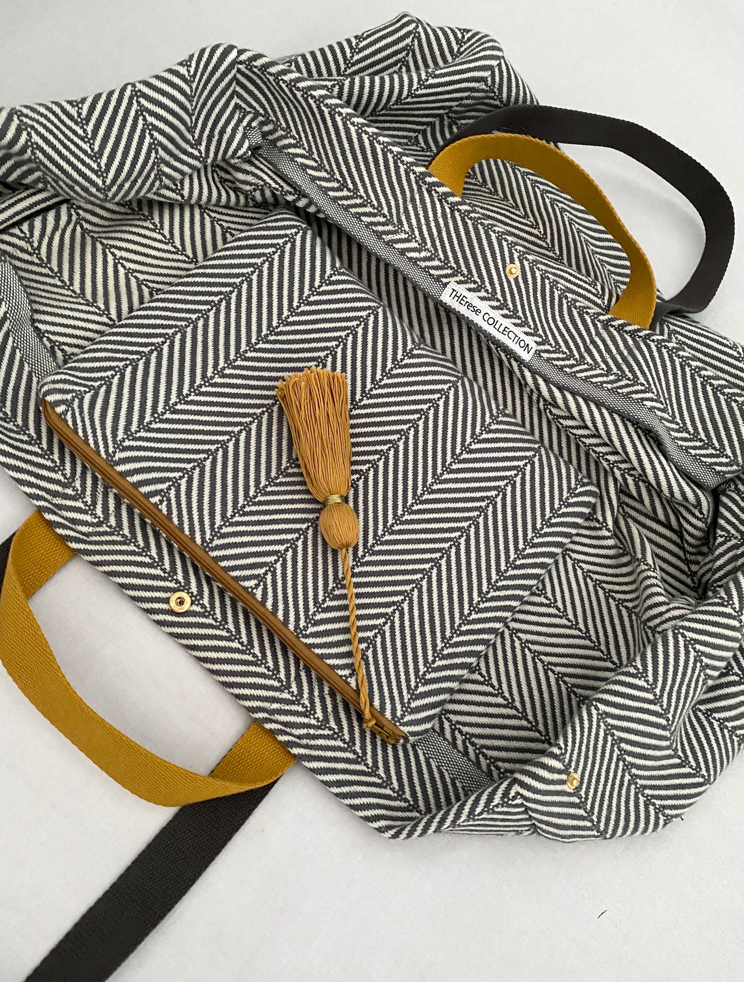 XL Shopper - Chevron-Muster grau (handgewebt)