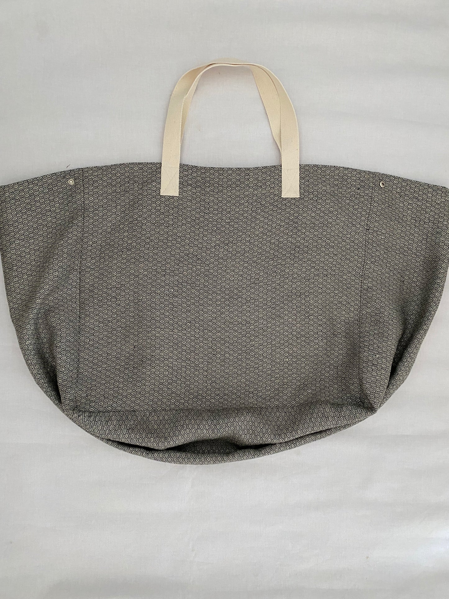 XL Shopper - Raute-Muster schwarz Leinen