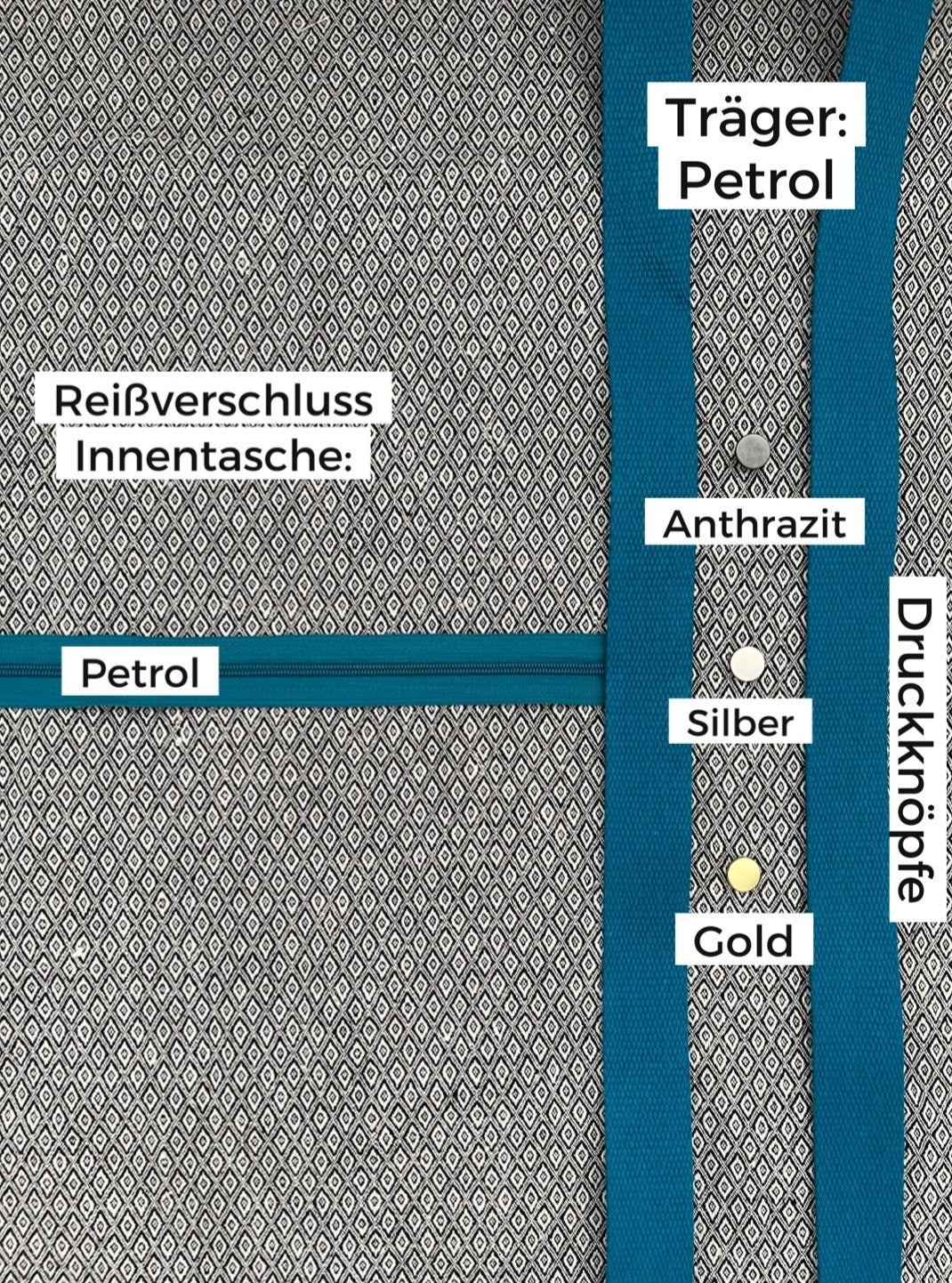 Raute-Muster, Träger: Petrol