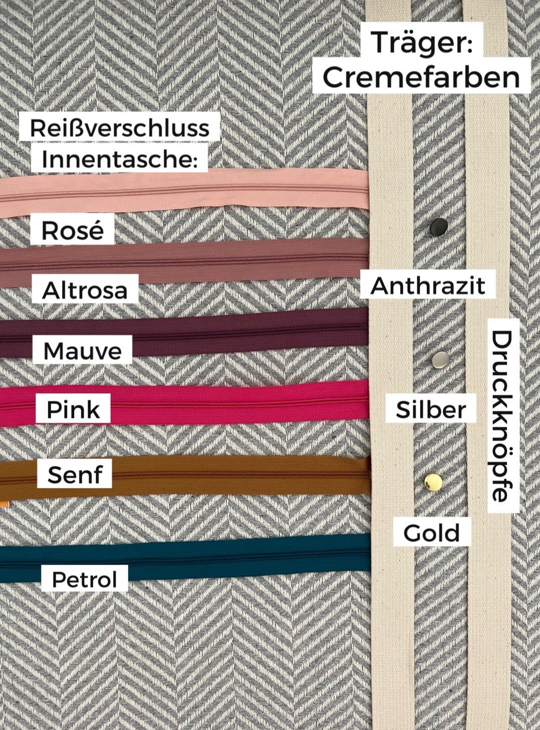 Chevron-Muster, Träger Cremfarben