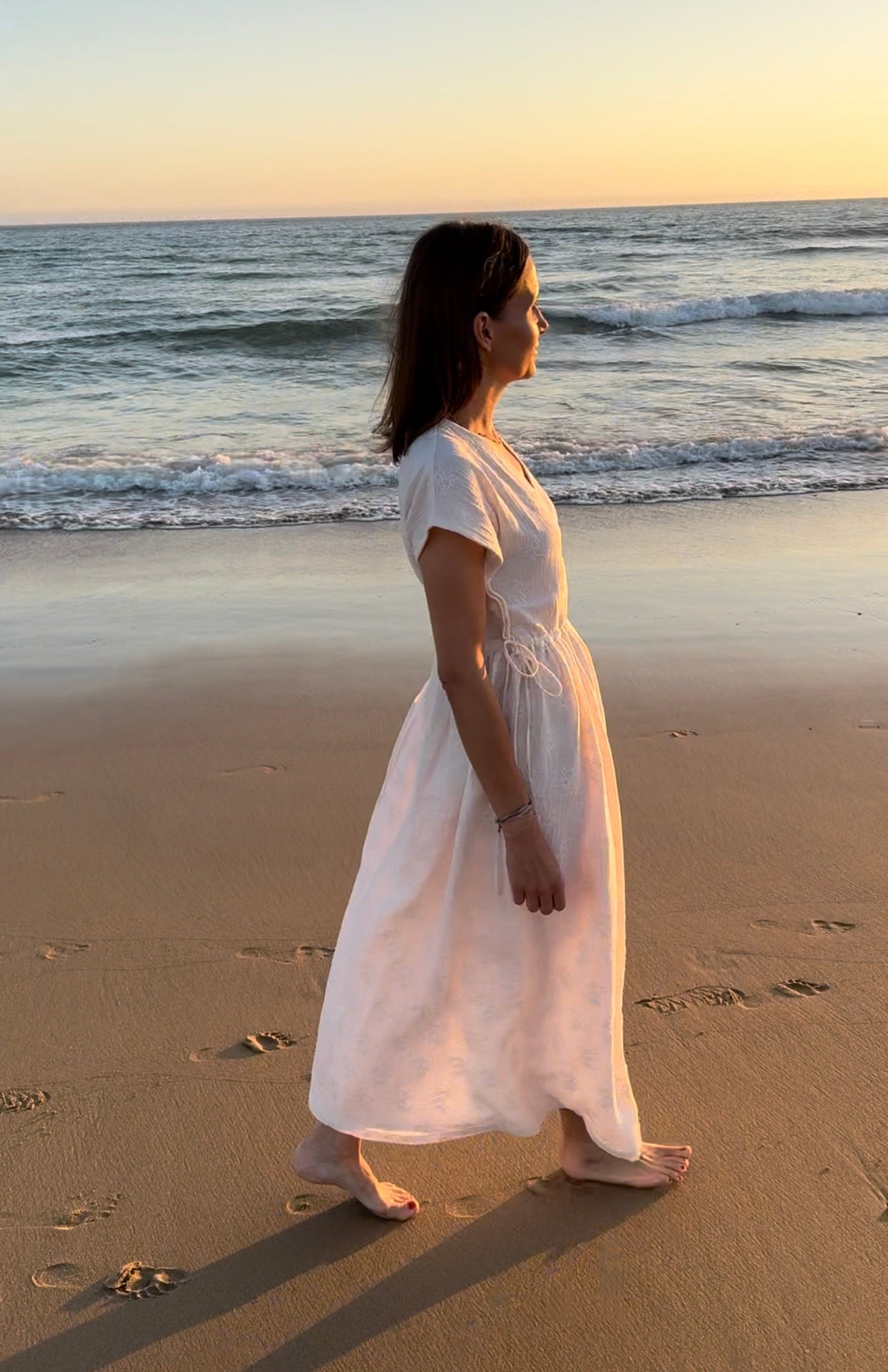 ALVA Peonies Kleid Musselin im Farbton Ivory