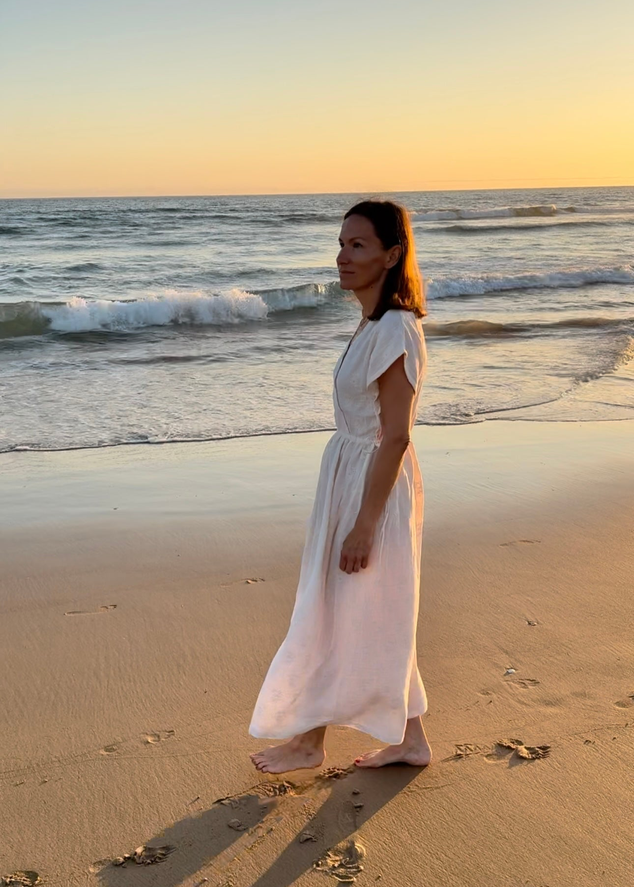 ALVA Peonies Kleid Musselin im Farbton Ivory