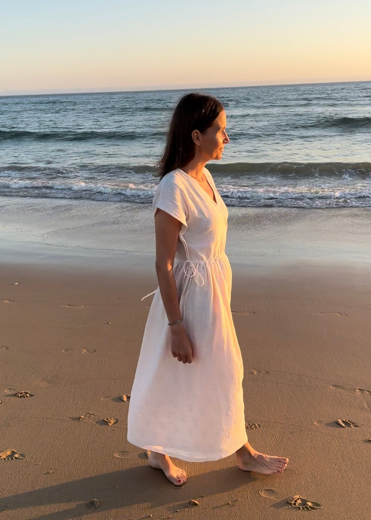 ALVA Peonies Kleid Musselin im Farbton Ivory