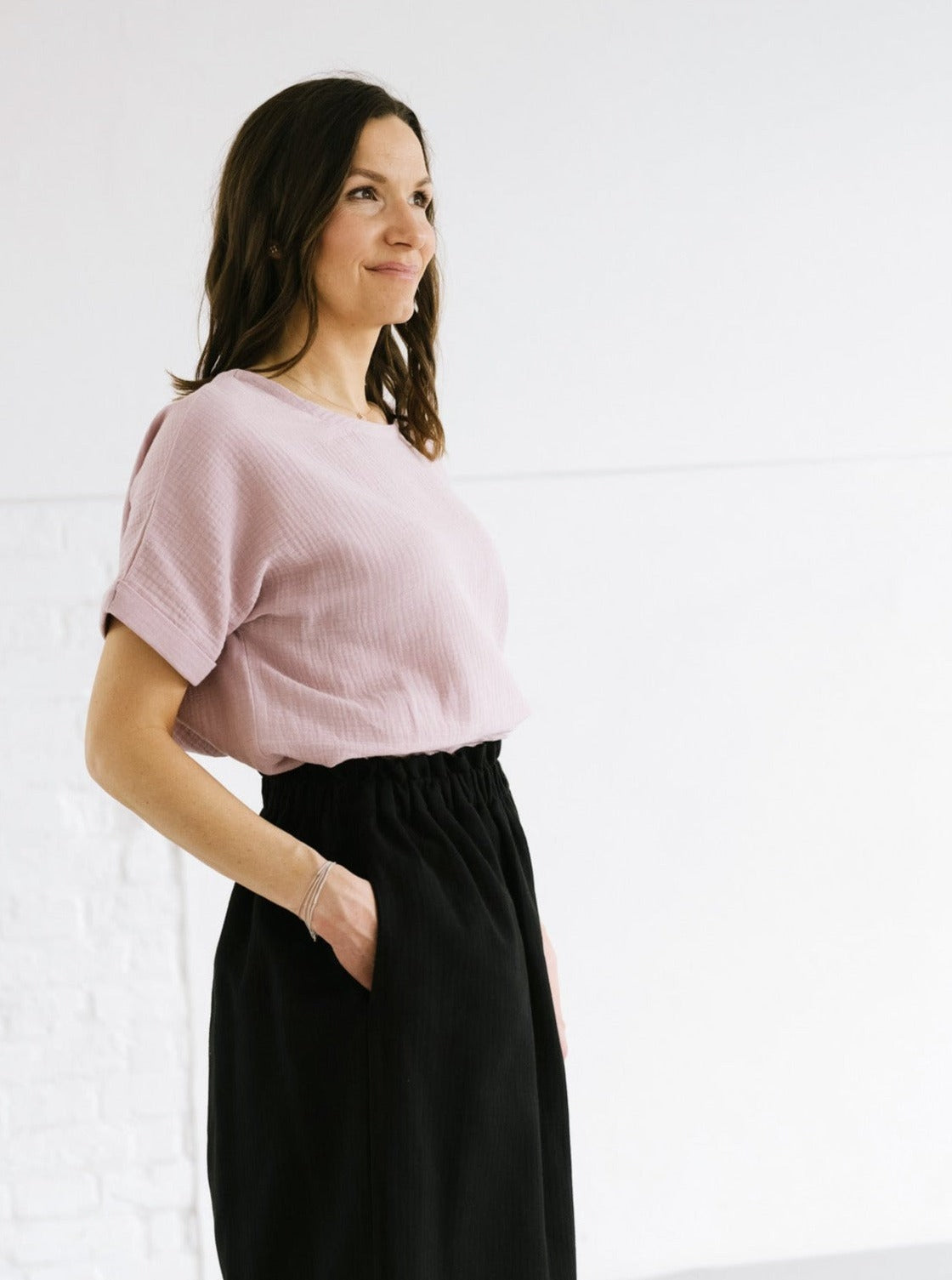 NELE Kurzarmbluse im Farbton Dusty Rose