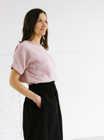 NELE Kurzarmbluse im Farbton Dusty Rose