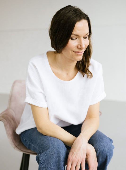 NELE Kurzarmbluse im Farbton White