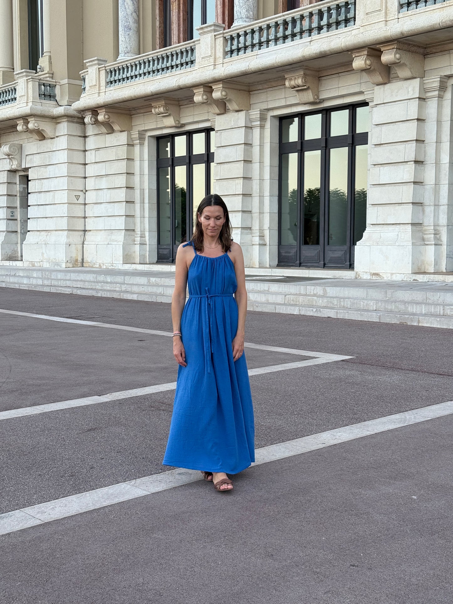 ELISE Kleid Musselin im Farbton Bright Blue aus 100% Bio-Baumwolle 