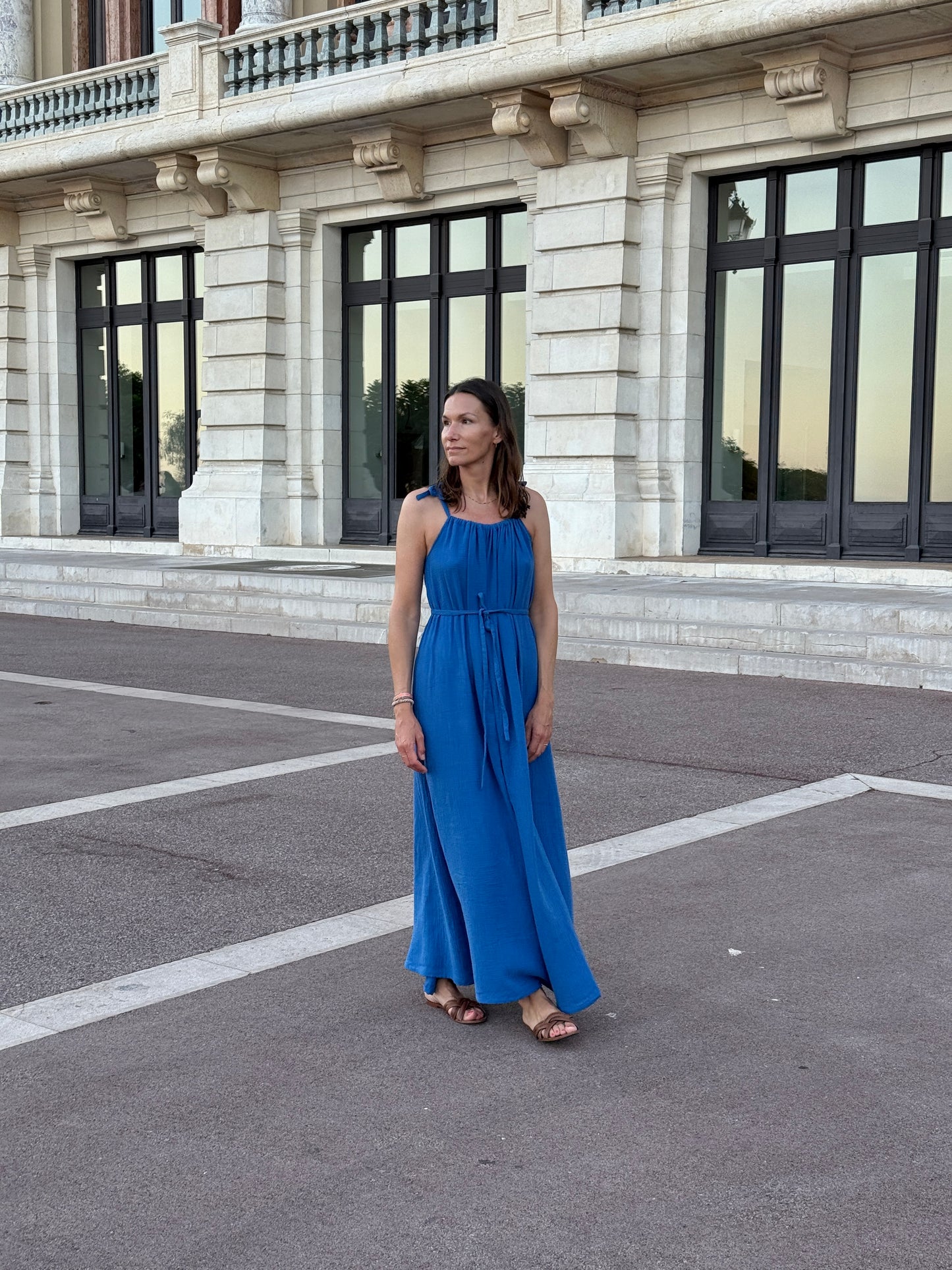 ELISE Kleid Musselin im Farbton Bright Blue aus 100% Bio-Baumwolle 