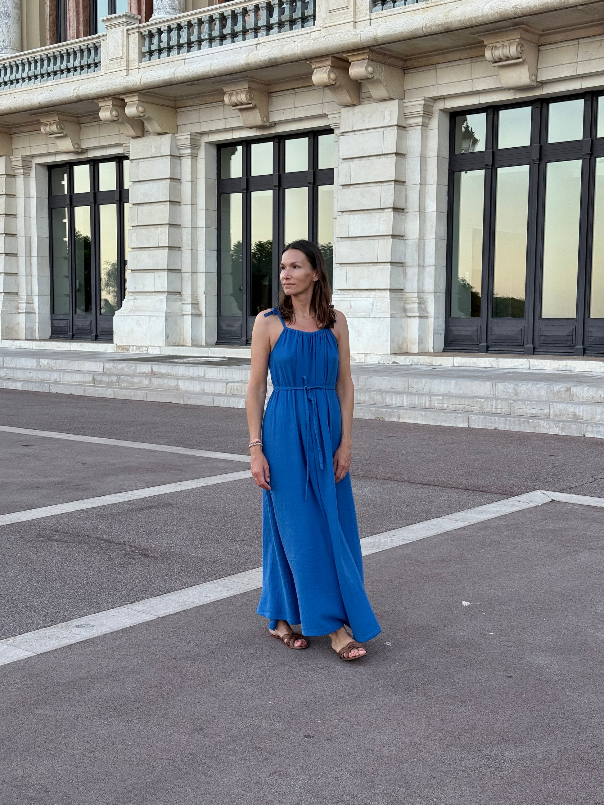 ELISE Kleid Musselin im Farbton Bright Blue aus 100% Bio-Baumwolle 