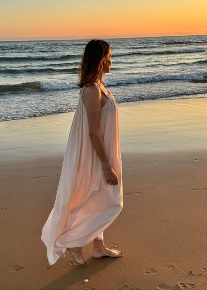 LILIA Kleid long Musselin im Farbton Cream