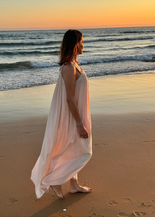 LILIA Kleid long Musselin im Farbton Cream