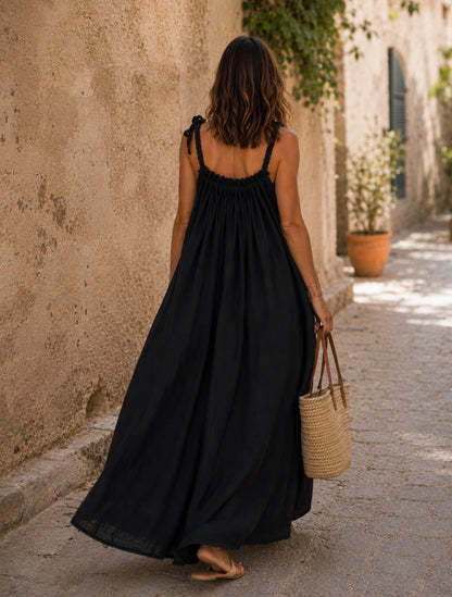 LILIA Kleid long Musselin im Farbton Black