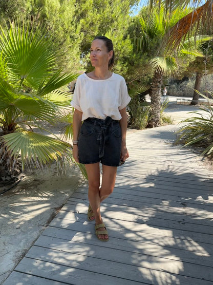 NELE Kurzarmbluse im Farbton Cream