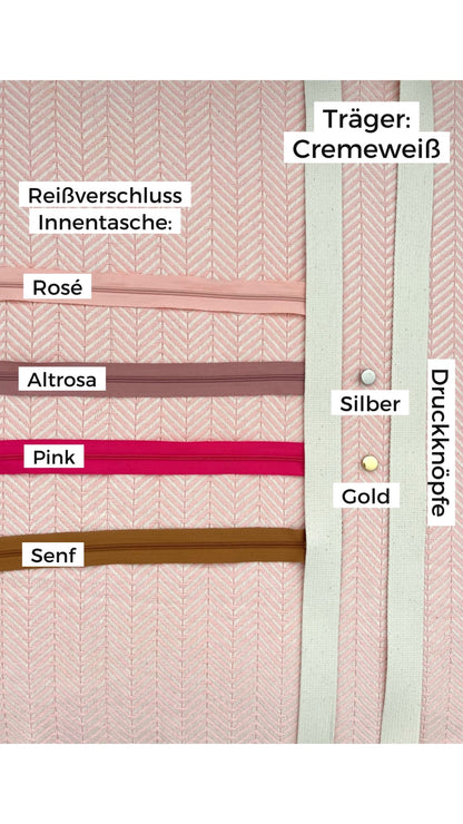 Farbauswahl XL Shopper Chevron-Muster roséfarben: Träger Cremeweiß