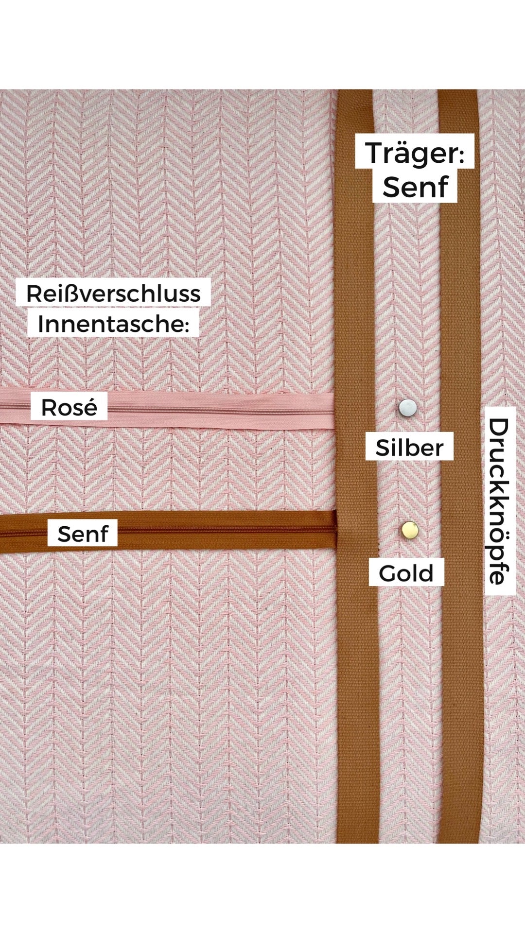 Farbauswahl XL Shopper Chevron-Muster roséfarben: Träger Senf